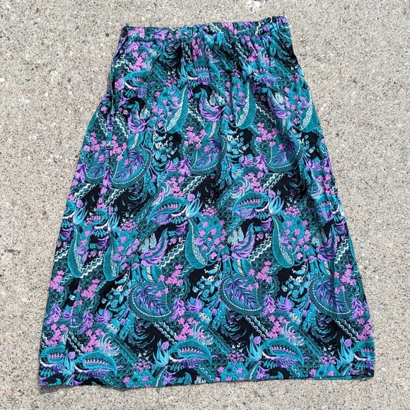 Vintage Kensington Square Floral Pleated Below the Knee A Line Skirt L - Picture 2 of 8